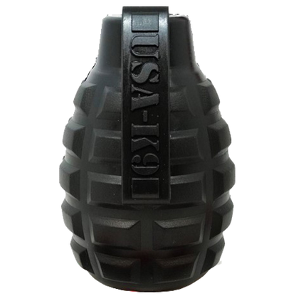 USA-K9 Grenade Shaped eDispenser Durable Dog Chew Toy & Treat Dispenser - Magnum Black